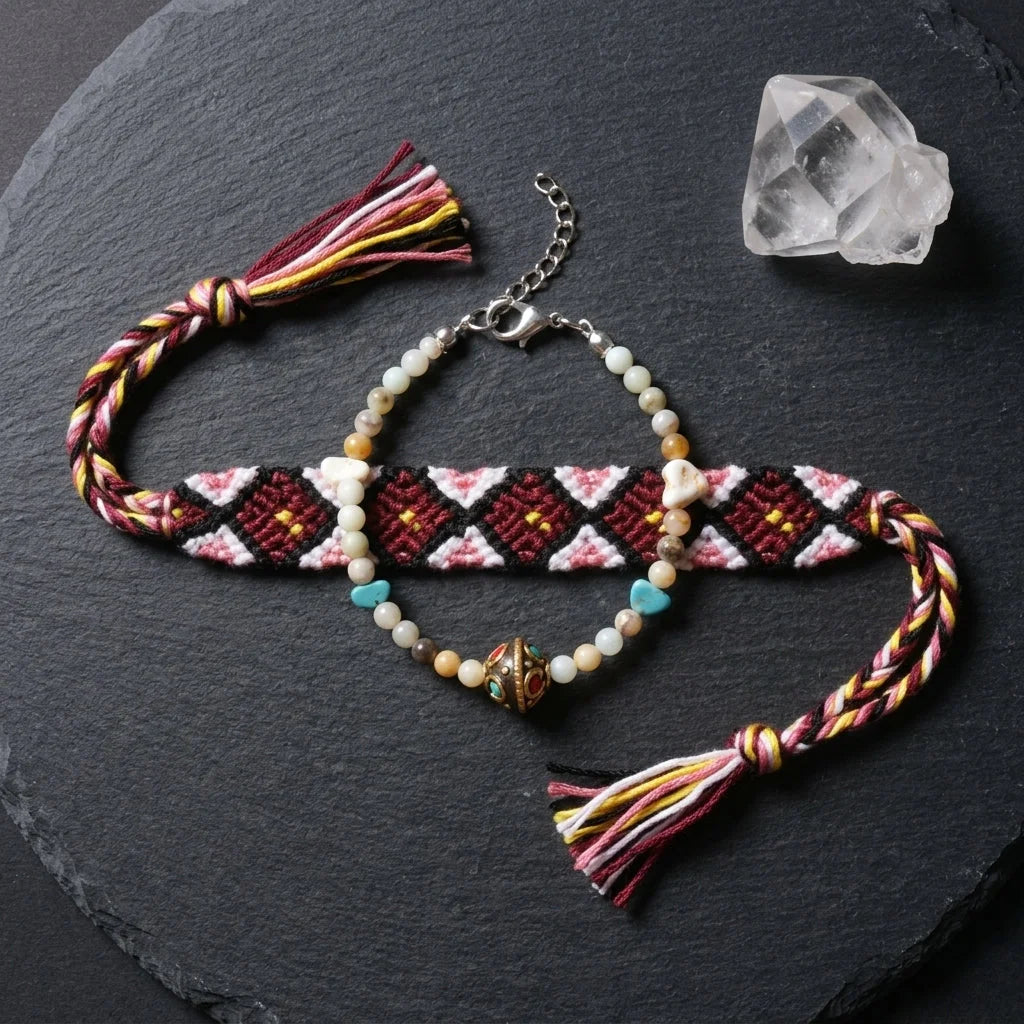 Boho Woven Beachy Anklets For Yoga & Travel