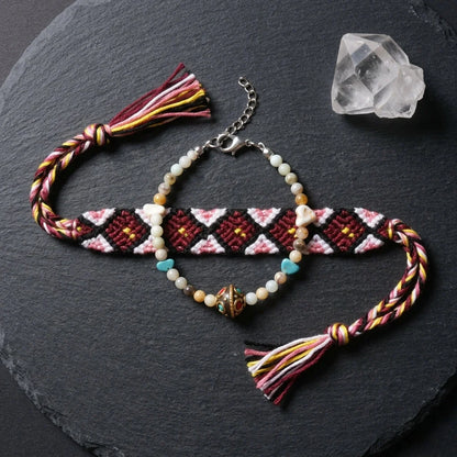 Boho Woven Beachy Anklets For Yoga & Travel