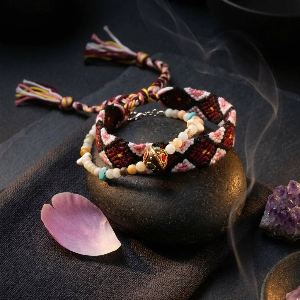 Boho Woven Beachy Anklets For Yoga & Travel