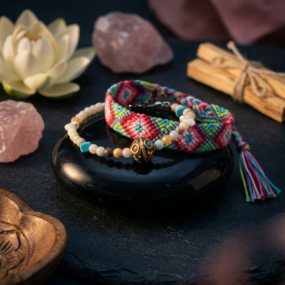 Boho Woven Beachy Anklets For Yoga & Travel
