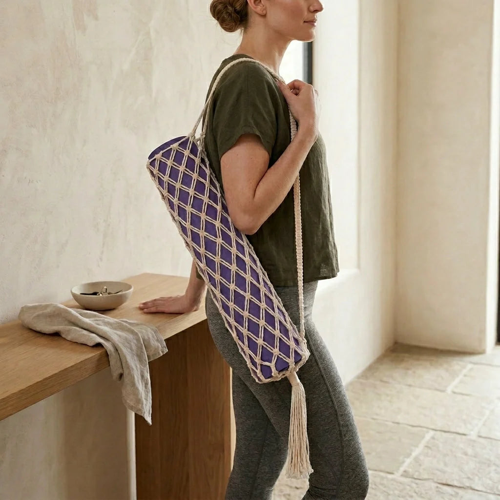 Boho Yoga Matt Holder With Handwoven Tassel Design
