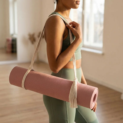 Boho Yoga Matt Holder With Handwoven Tassel Design