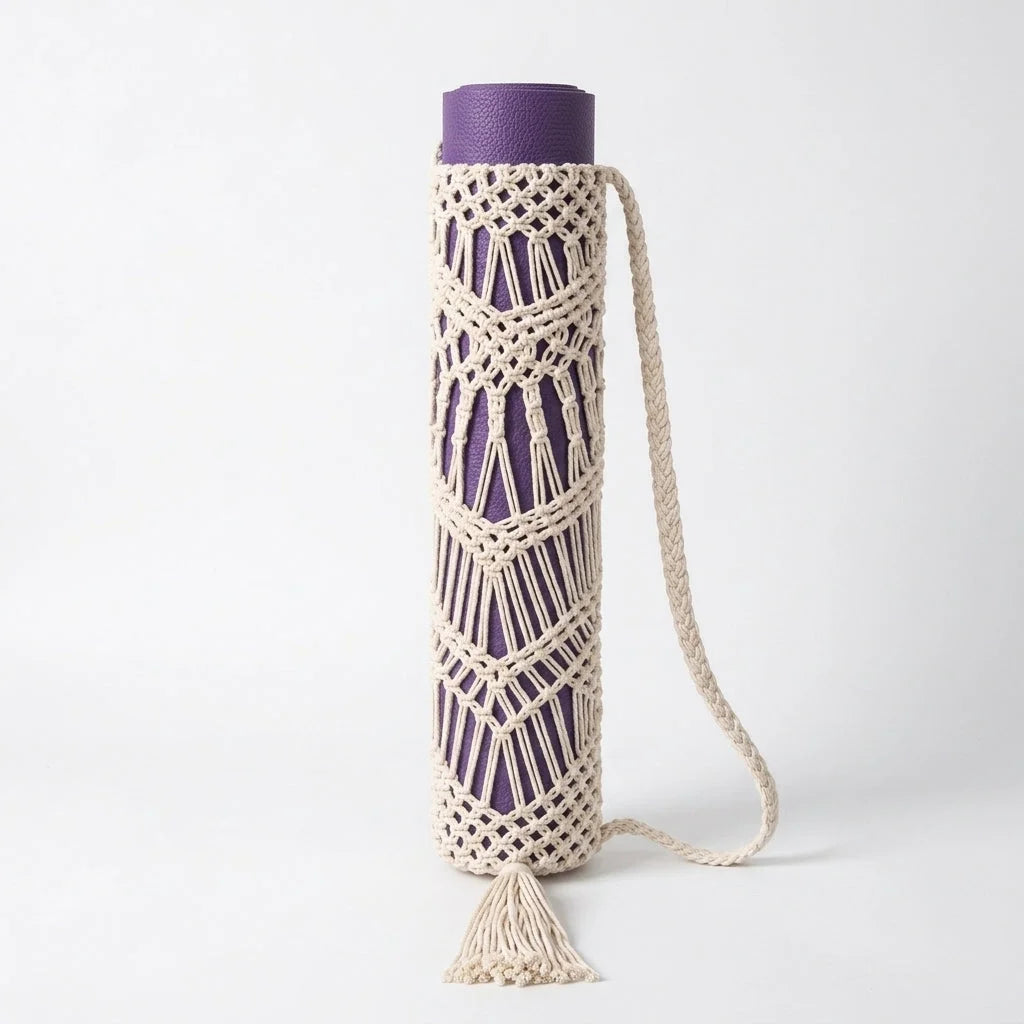 Boho Yoga Matt Holder With Handwoven Tassel Design