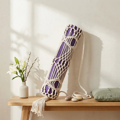 Boho Yoga Matt Holder With Handwoven Tassel Design