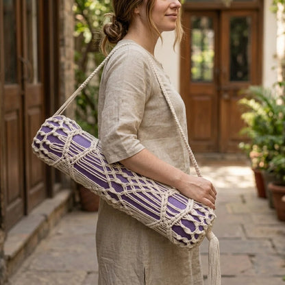 Boho Yoga Matt Holder With Handwoven Tassel Design