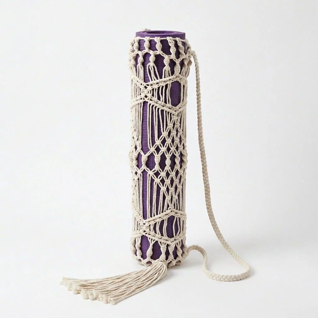 Boho Yoga Matt Holder With Handwoven Tassel Design
