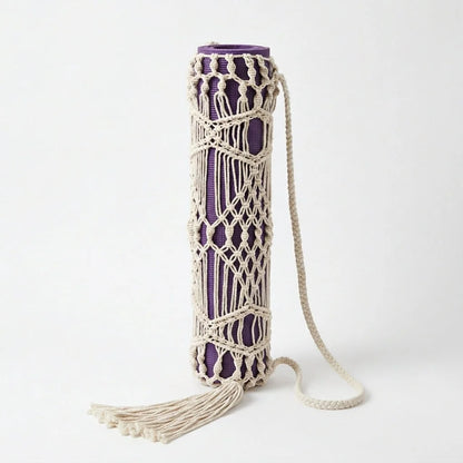 Boho Yoga Matt Holder With Handwoven Tassel Design