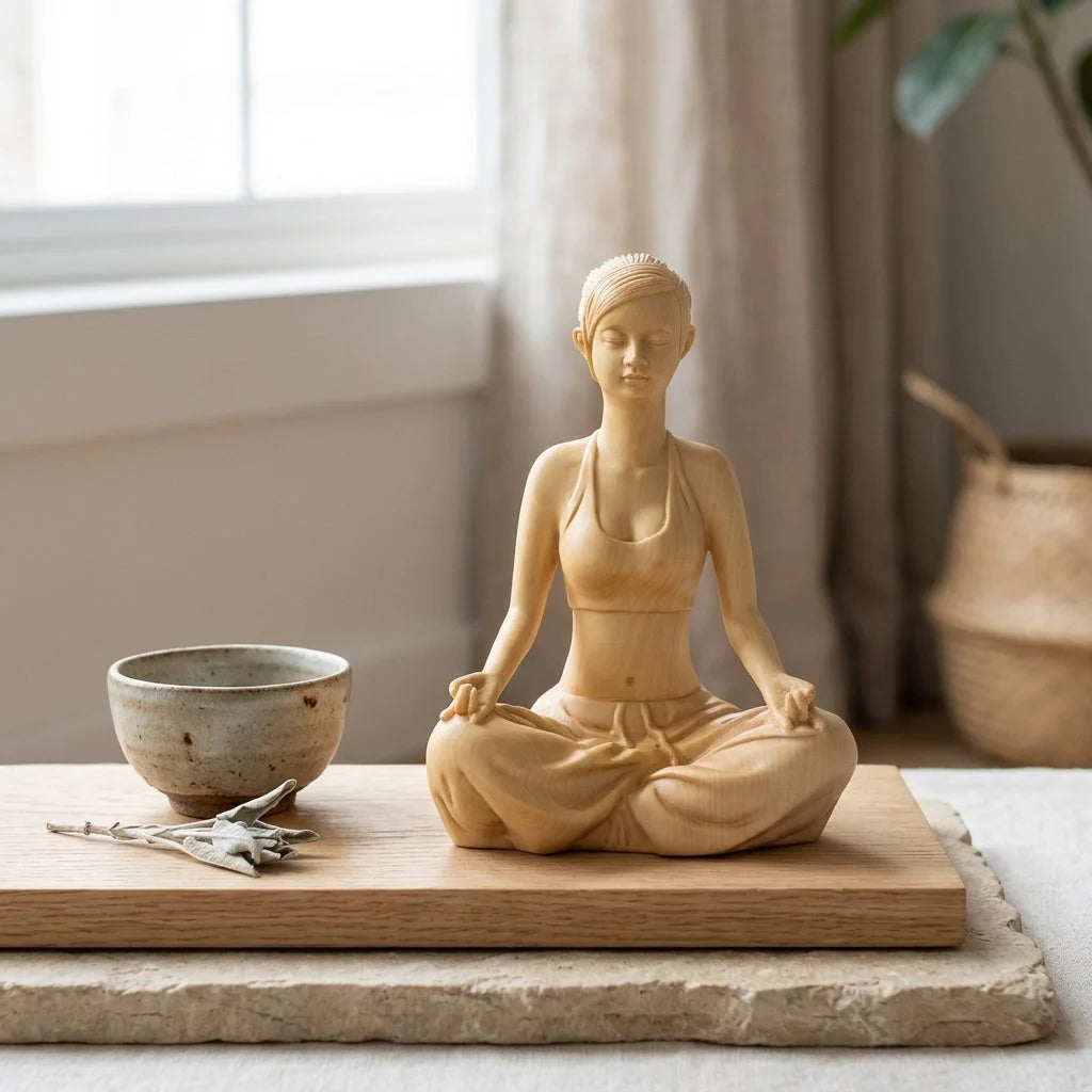 Boxwood Meditation Sculpture For Modern Zen Spaces