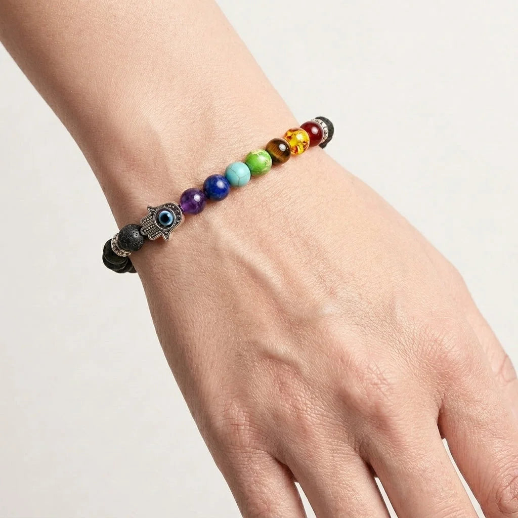 Bracelet Natural Stones With 8mm Round Beads