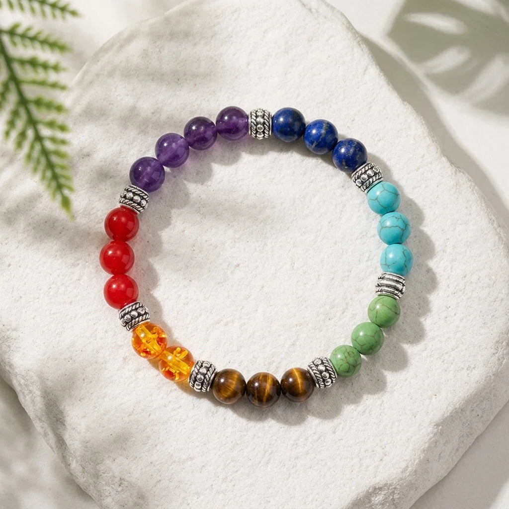 Bracelet Natural Stones With 8mm Round Beads