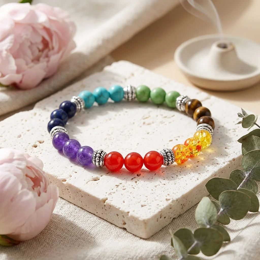 Bracelet Natural Stones With 8mm Round Beads