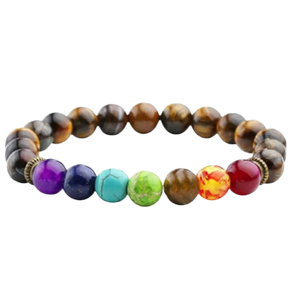 Bracelet Natural Stones With 8mm Round Beads - Style B / Girth: 19.5 cm; Beads: 8mm