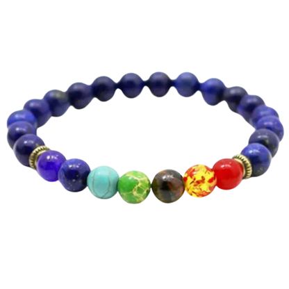 Bracelet Natural Stones With 8mm Round Beads - Style D / Girth: 19.5 cm; Beads: 8mm