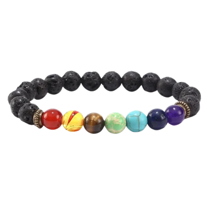 Bracelet Natural Stones With 8mm Round Beads - Style E / Girth: 19.5 cm; Beads: 8mm