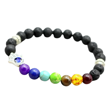 Bracelet Natural Stones With 8mm Round Beads - Style F / Girth: 19.5 cm; Beads: 8mm