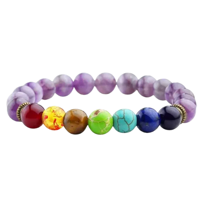 Bracelet Natural Stones With 8mm Round Beads - Style G / Girth: 19.5 cm; Beads: 8mm