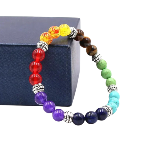 Bracelet Natural Stones With 8mm Round Beads - Style I / Girth: 19.5 cm; Beads: 8mm