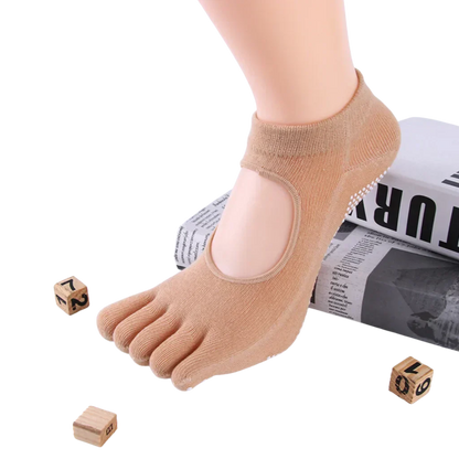 Breathable Sticky Socks For Yoga Practice - Caramel Colour / one size