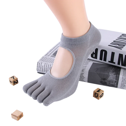 Breathable Sticky Socks For Yoga Practice - Grey / one size