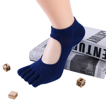 Breathable Sticky Socks For Yoga Practice - Navy Blue / one size