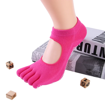 Breathable Sticky Socks For Yoga Practice - Rose Red / one size