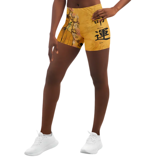 Buddha Blossom Women Yoga Shorts With Sacred Motifs - XS