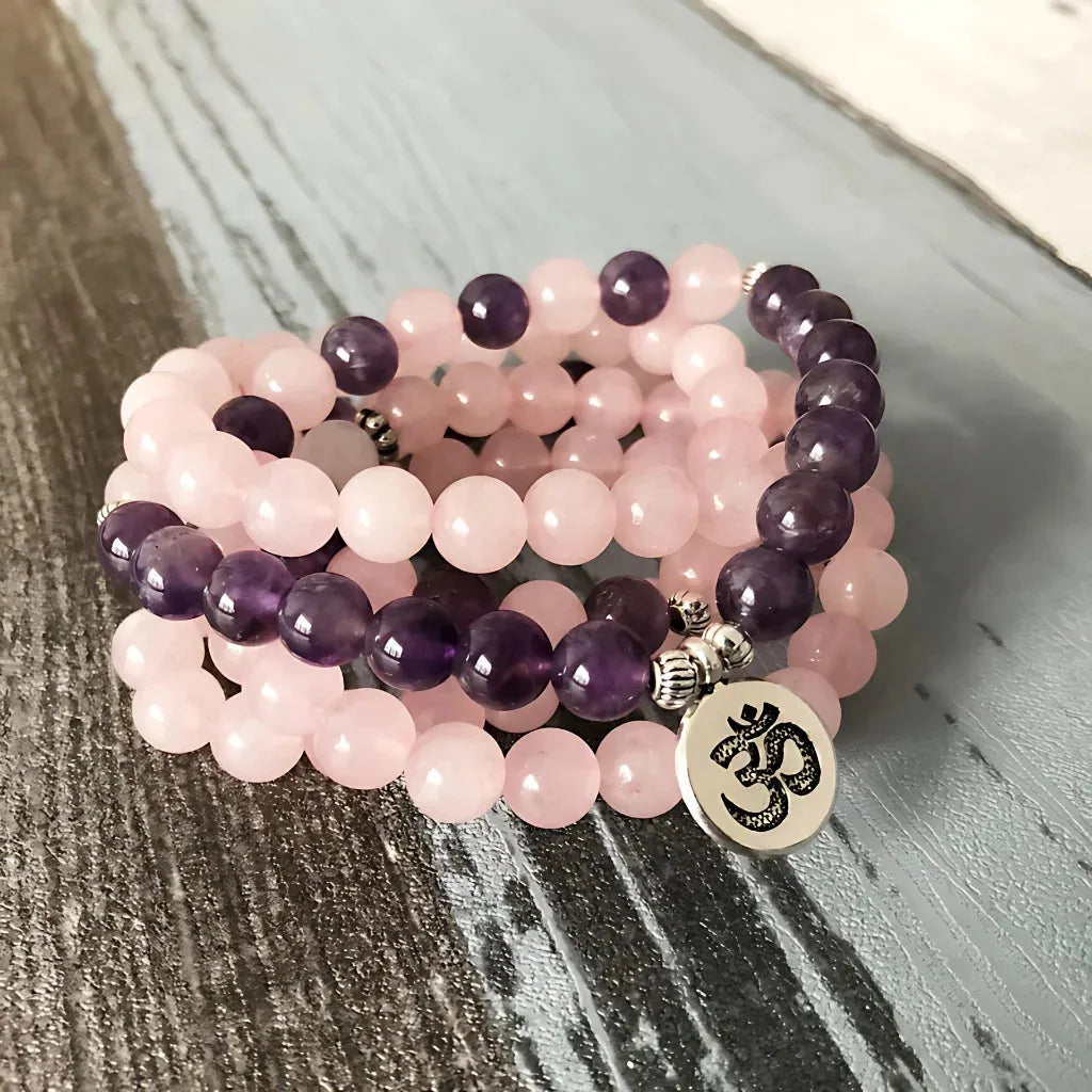 Buddha Charm Wrap Bead Bracelet With Natural Stones - 3D