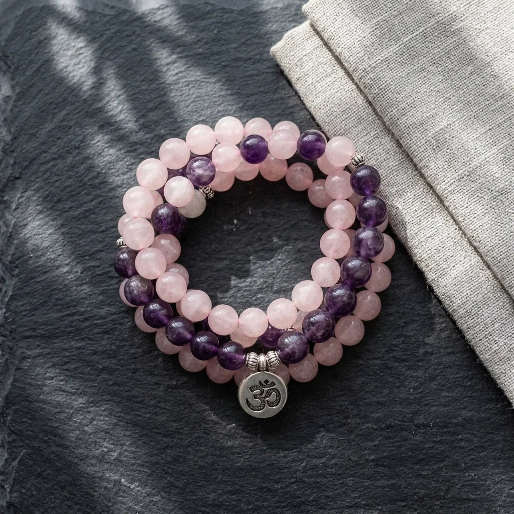 Buddha Charm Wrap Bead Bracelet With Natural Stones