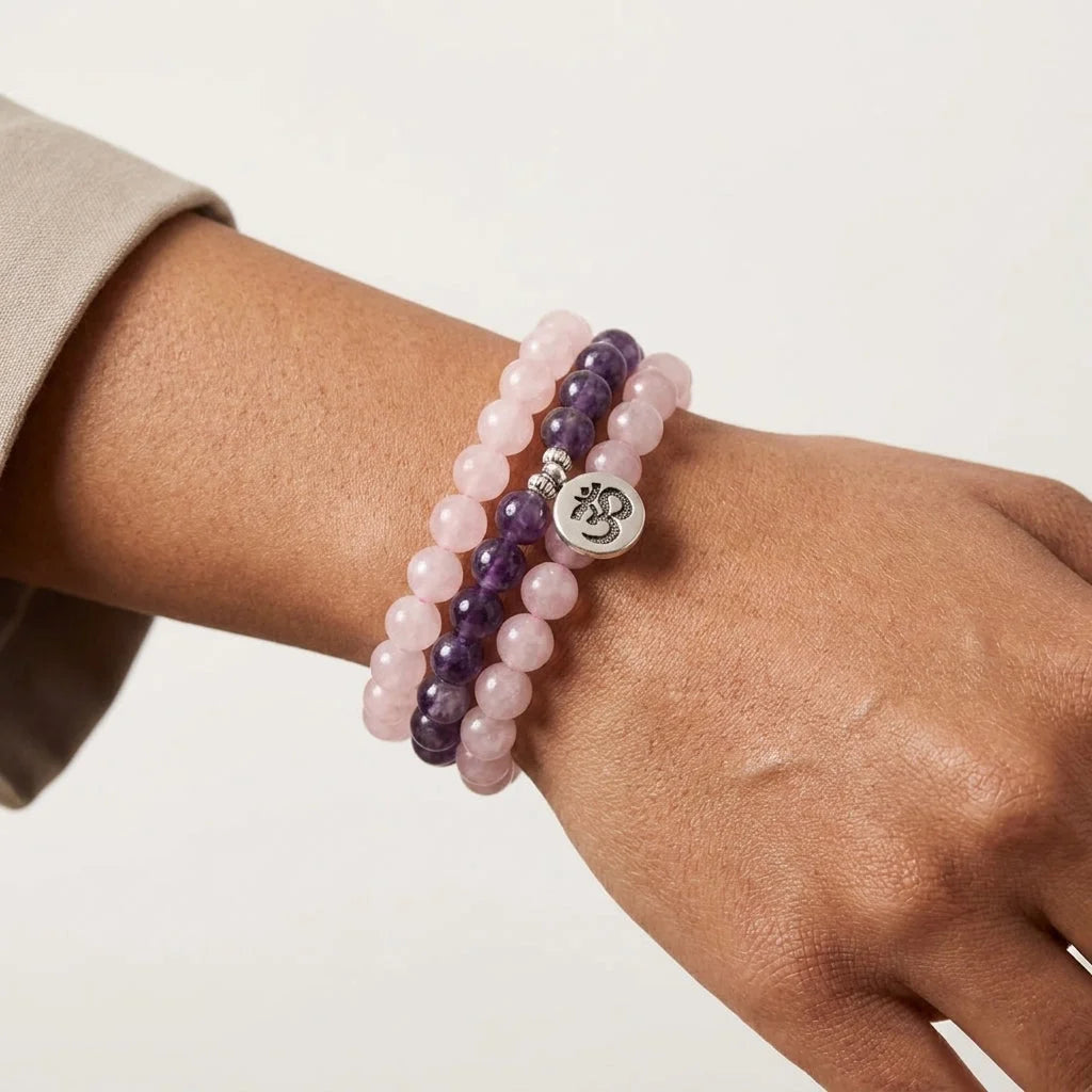 Buddha Charm Wrap Bead Bracelet With Natural Stones