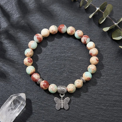 Butterfly Charm Agate Crystal Bracelet For Balance