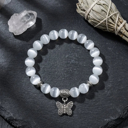 Butterfly Charm Agate Crystal Bracelet For Balance