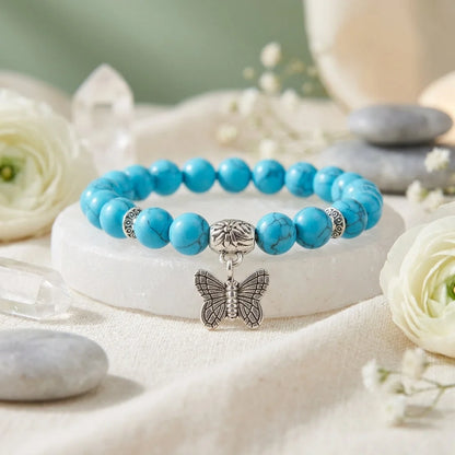 Butterfly Charm Agate Crystal Bracelet For Balance