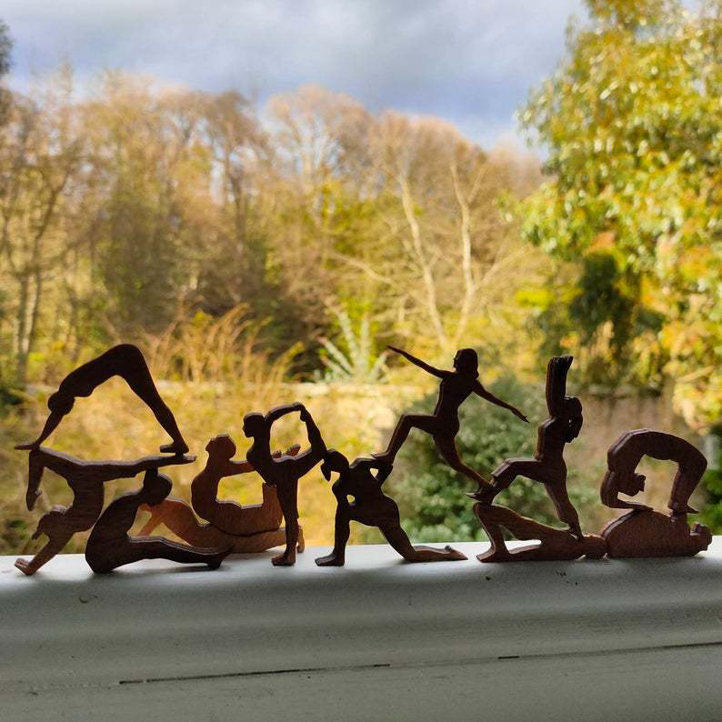 Mini Wooden Yoga Cat Statue For Calm Home Spaces