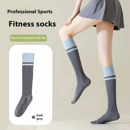 Calf Length Grip Socks For Pilates And Everyday Flow - Dark Gray / one size