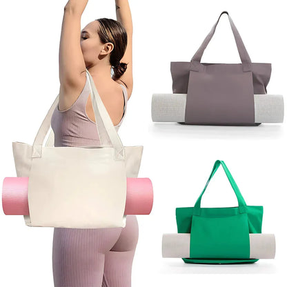Canvas Yoga Tote With Zippered Storage Pocket