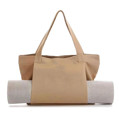 Canvas Yoga Tote With Zippered Storage Pocket - Apricot
