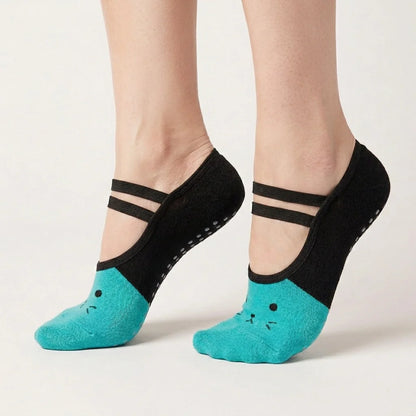 Cartoon Pattern Pilates Socks Grip For Yoga & Dance
