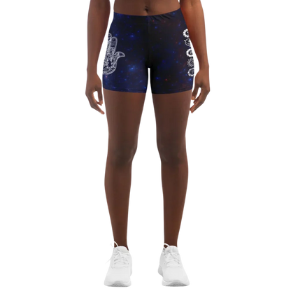 Celestial Balance Woman Yoga Shorts With Chakra Print