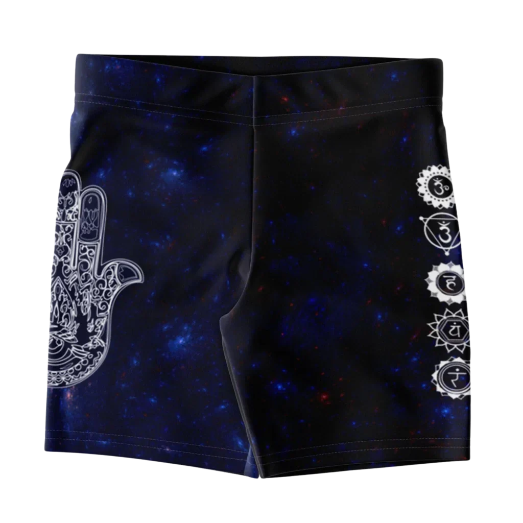 Celestial Balance Woman Yoga Shorts With Chakra Print