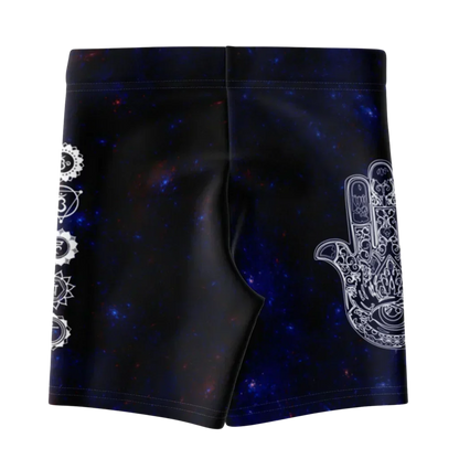 Celestial Balance Woman Yoga Shorts With Chakra Print