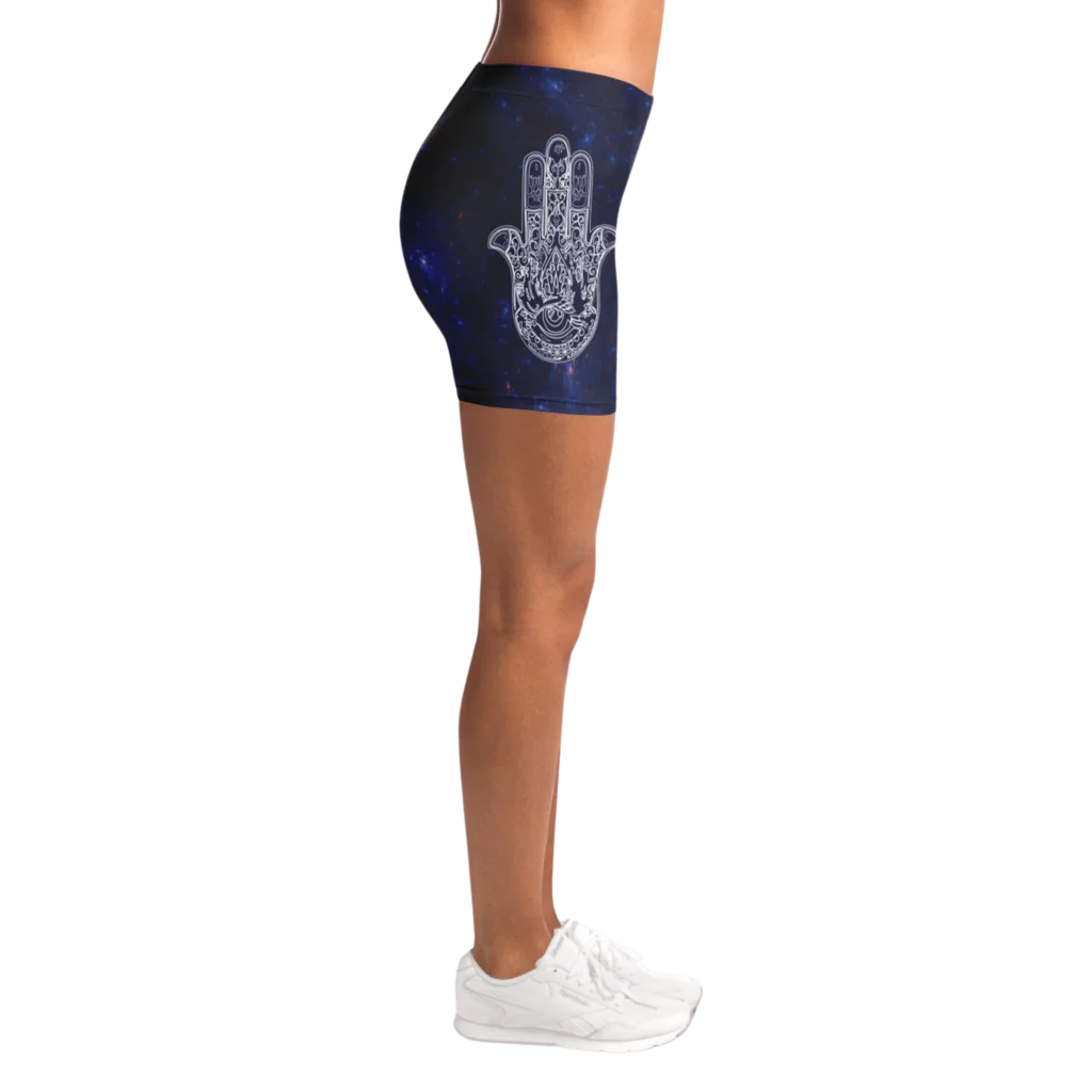 Celestial Balance Woman Yoga Shorts With Chakra Print