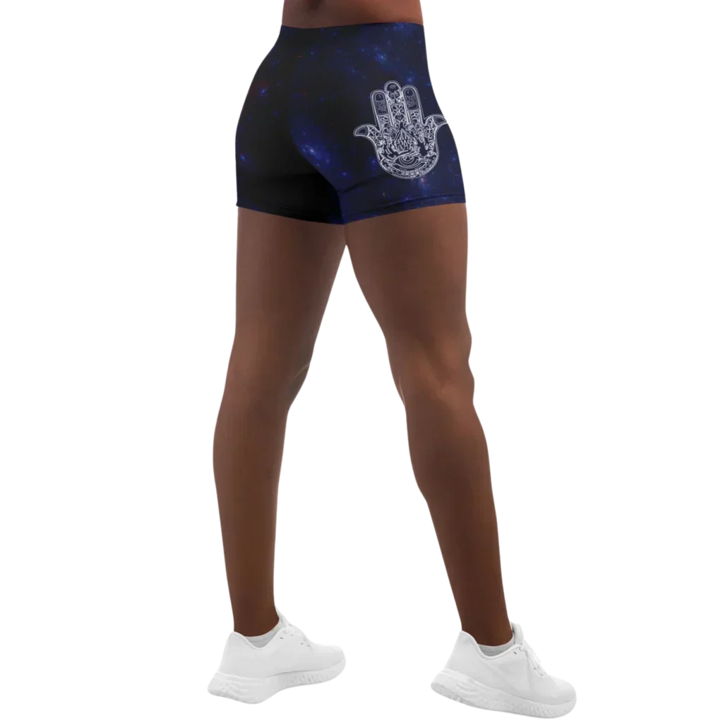 Celestial Balance Woman Yoga Shorts With Chakra Print