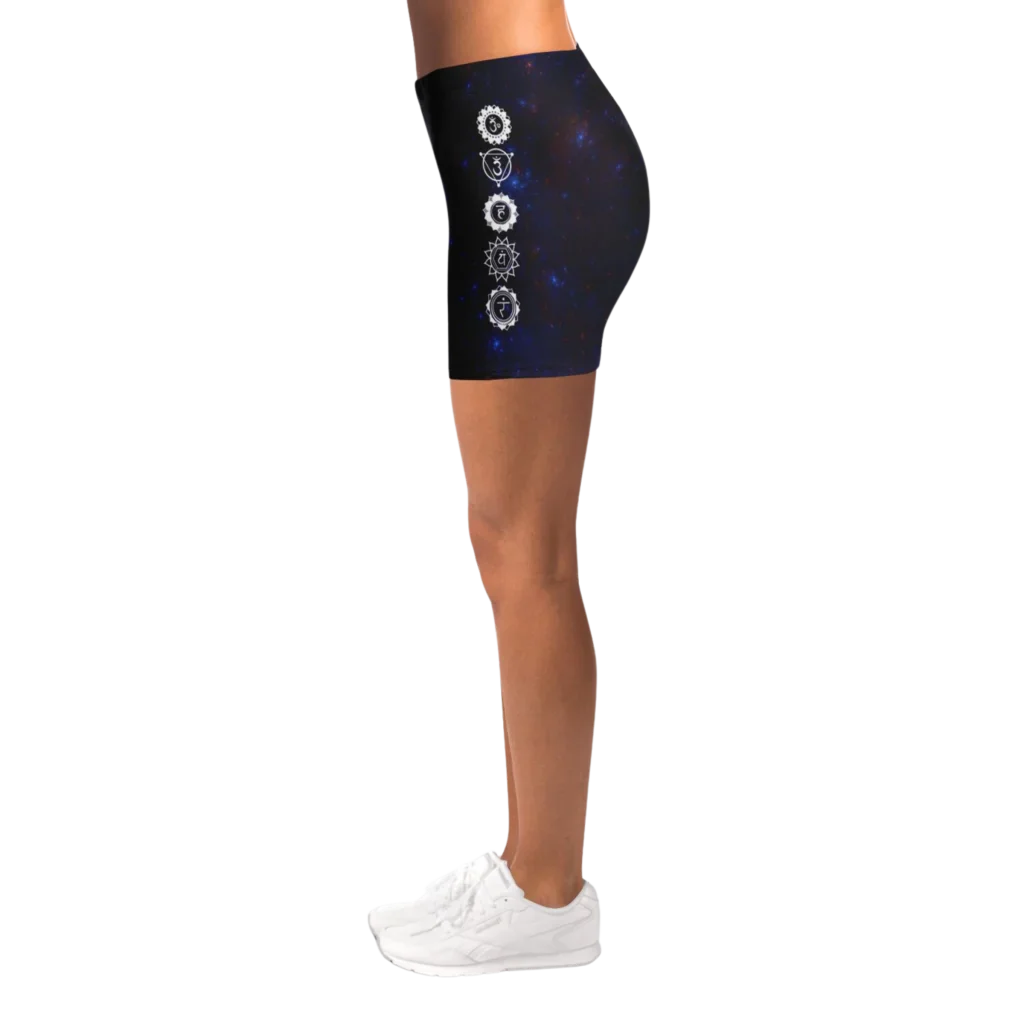 Celestial Balance Woman Yoga Shorts With Chakra Print