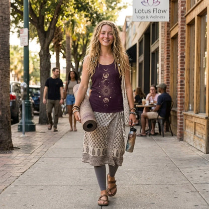 Celestial Print Sleeveless Yoga Tops For Women