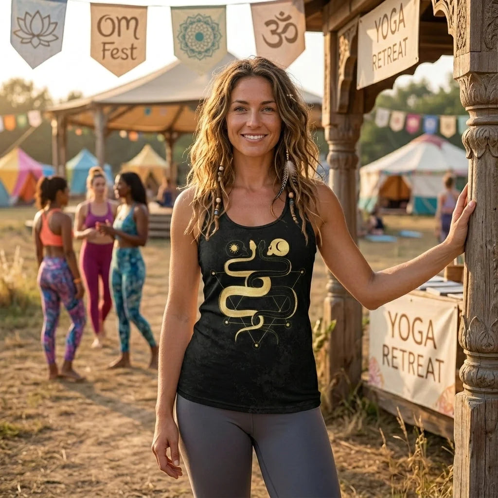 Celestial Snake Lovers Womens Racerback Tank