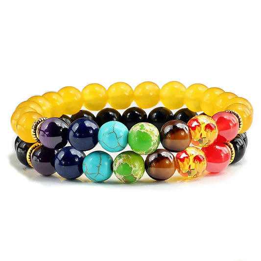 Chakra Bracelet With Natural Stone Beads - Yellow