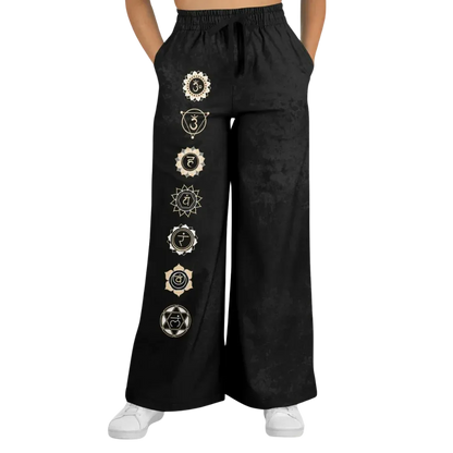 Chakra Energy Flared Joggers – Symbolic Black Base