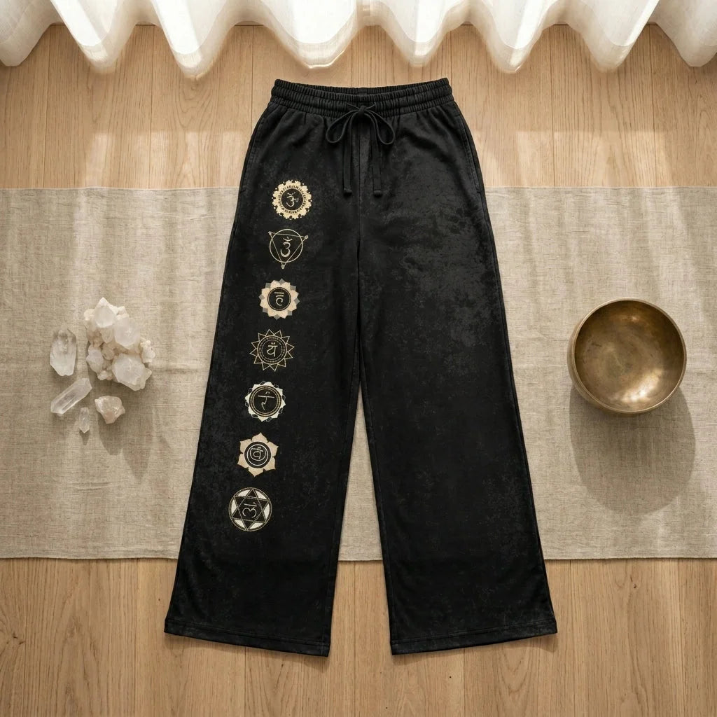 Chakra Energy Flared Joggers – Symbolic Black Base