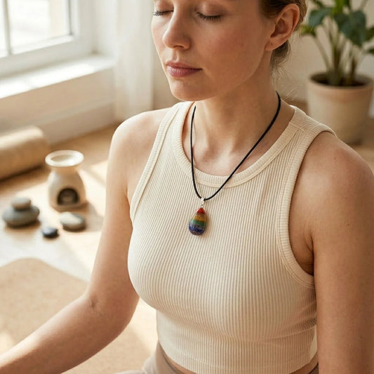 Chakra Pendants With Natural Crystal Energy Flow - 7 Chakra Color