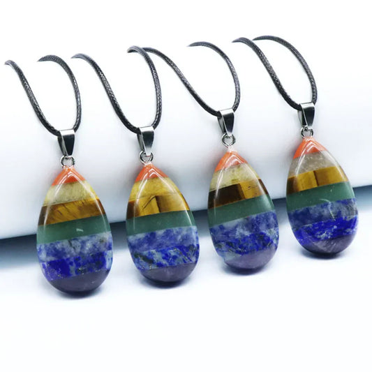 Chakra Pendants With Natural Crystal Energy Flow - 7 Chakra Color